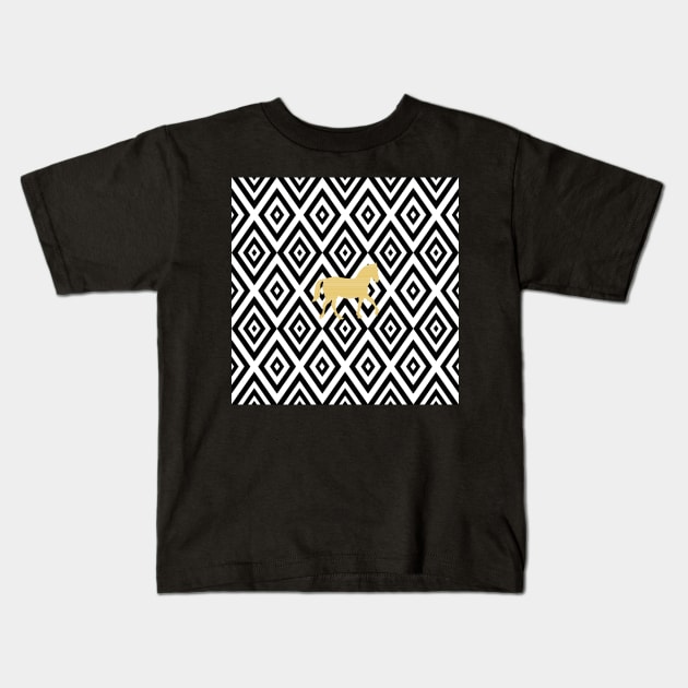 Horse - Abstract geometric pattern - beige, black and white. Kids T-Shirt by kerens